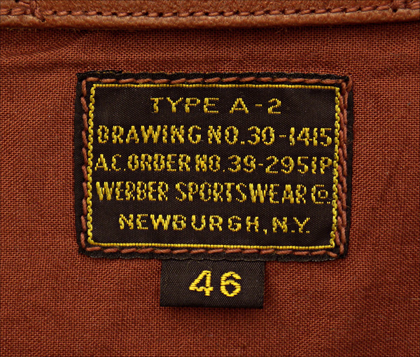 Good Wear Leather 1939 Werber Type A-2 Jacket label