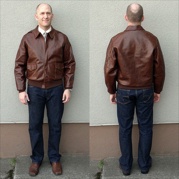 Good Wear Leather 27753 Type A-2 Jacket Front and Back Full
