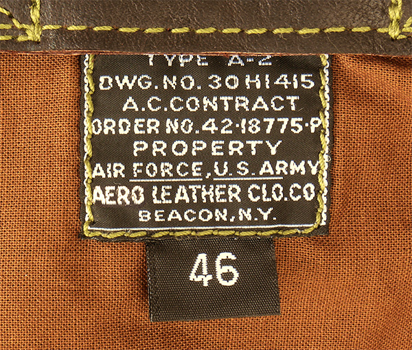 Good Wear Leather 42-18775-P Type A-2 Jacket Label