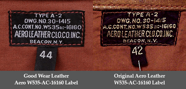 Good Wear Leather Aero W535-ac-16160 Type A-2 Jacket Label