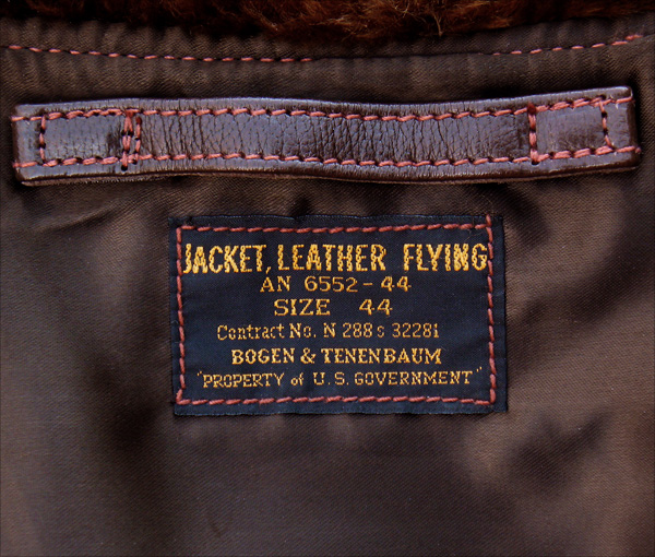 Good Wear Leather Bogen & Tenenbaum AN-6552 Jacket Label