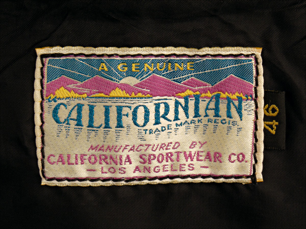 California Sportwear Racer Jacket Label