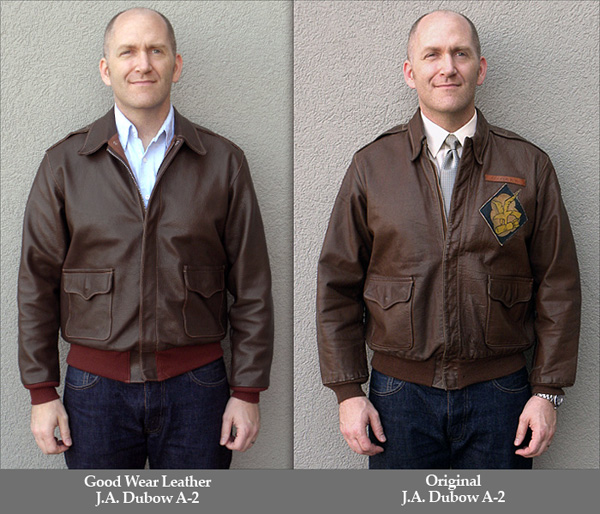 Good Wear Leather's J.A. Dubow Type A-2 Jacket Comparison