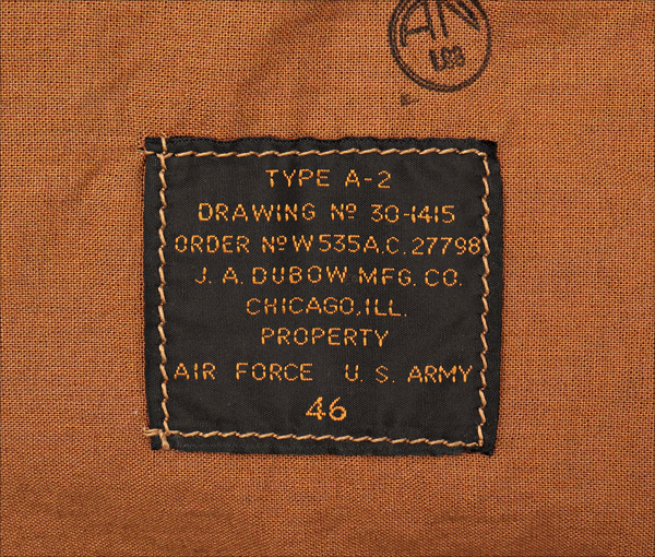 Good Wear Leather's J.A. Dubow Type A-2 Flight Jacket Label