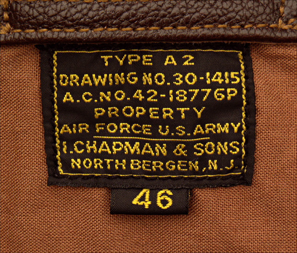 Good Wear Leather I. Chapman & Sons Type A-2 Jacket Label