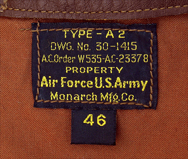 Good Wear Leather Monarch Type A-2 Jacket Label