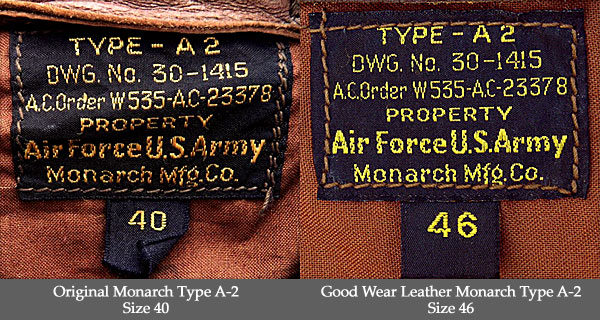 Good Wear Leather Monarch Type A-2 Jacket Label