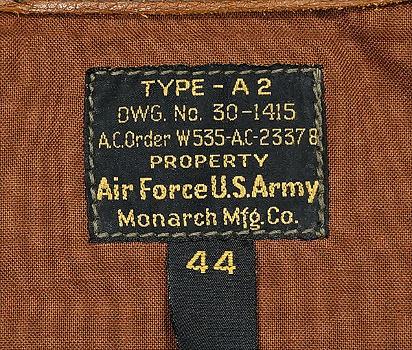 Good Wear Leather Monarch Type A-2 Jacket Label