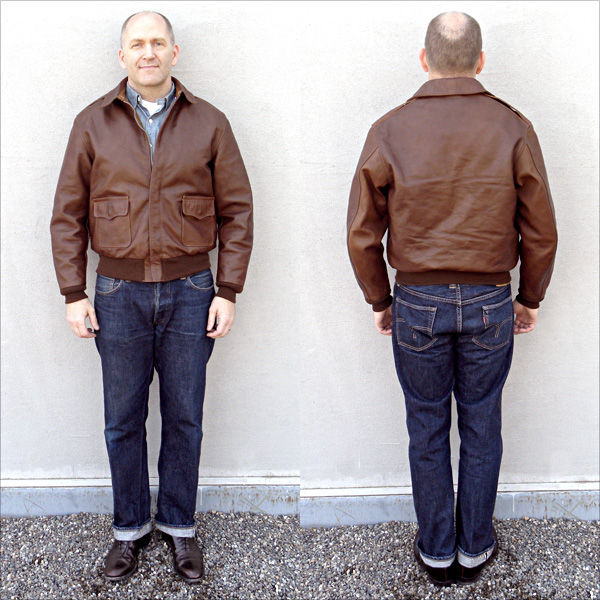 Good Wear Leather Rough Wear 42-1401-P Type A-2 Jacket Front and Back Full