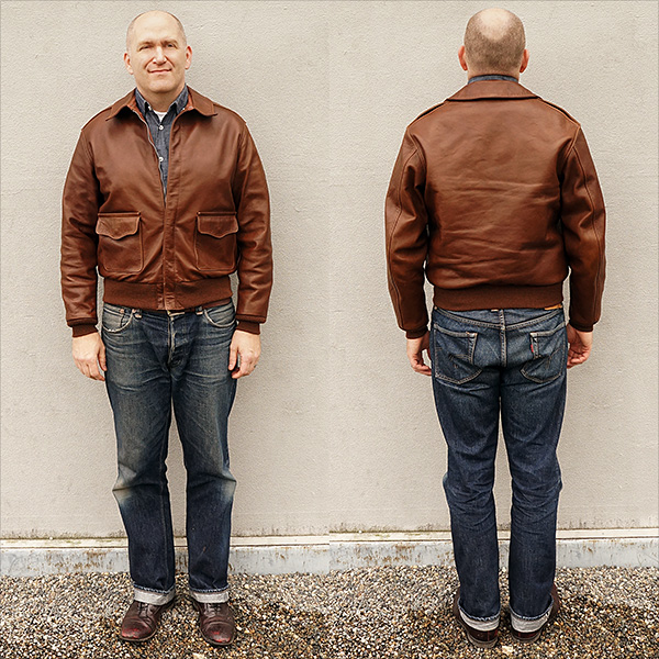 Good Wear Leather Rough Wear 42-1401-P Type A-2 Jacket Front and Back Full