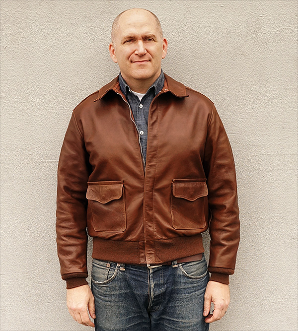 Good Wear Leather Rough Wear 42-1401-P Type A-2 Jacket Front View
