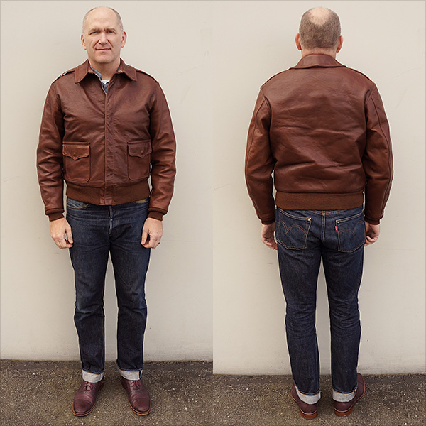 Good Wear Leather Rough Wear 42-1401-P Type A-2 Jacket Front and Back Full