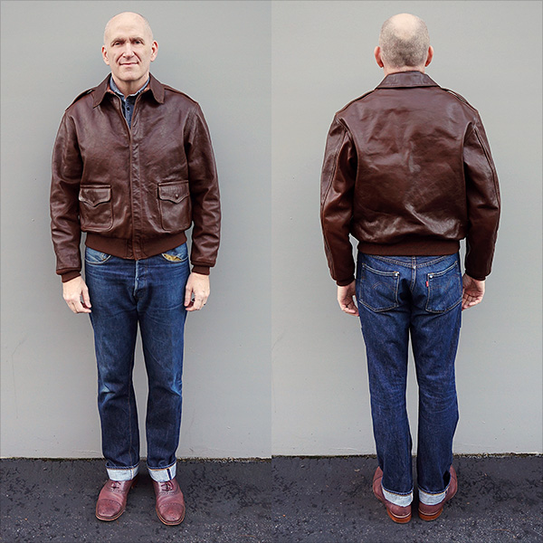 Good Wear Leather Rough Wear 42-1401-P Type A-2 Jacket Front and Back Full