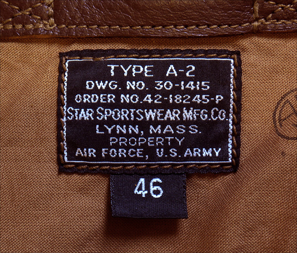 Good Wear Leather's Star Sportswear Type A-2 Jacket Label