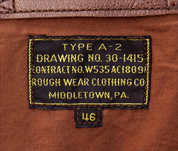 Good Wear reproduction Label based on the Rough Wear W535-ac-18091 A-2 contract of WWII