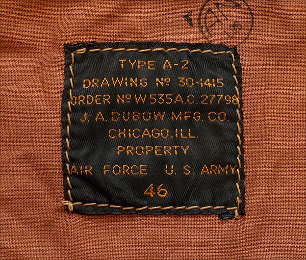 Good Wear Leather's J.A. Dubow Type A-2 Jacket Label