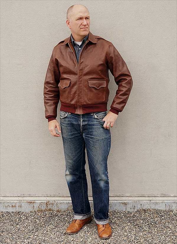 Good Wear Leather's J.A. Dubow Type A-2 Flight Jacket Front View