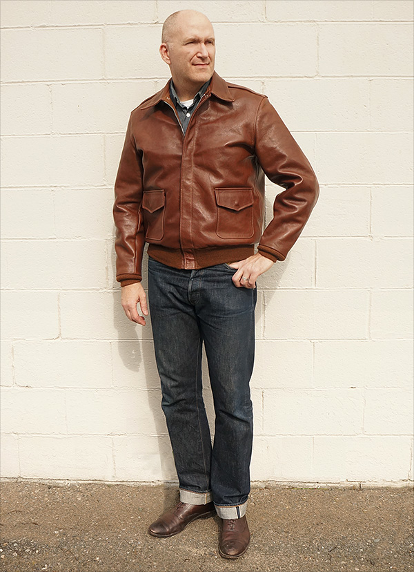 Good Wear Leather I. Chapman & Sons Type A-2 Jacket Front View 