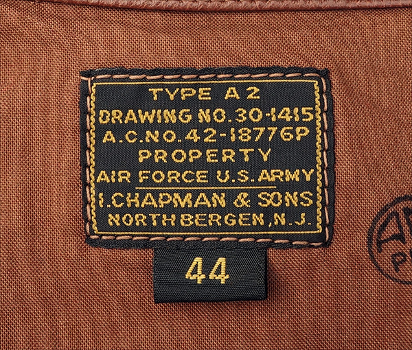 Good Wear Leather I. Chapman & Sons Type A-2 Jacket Label