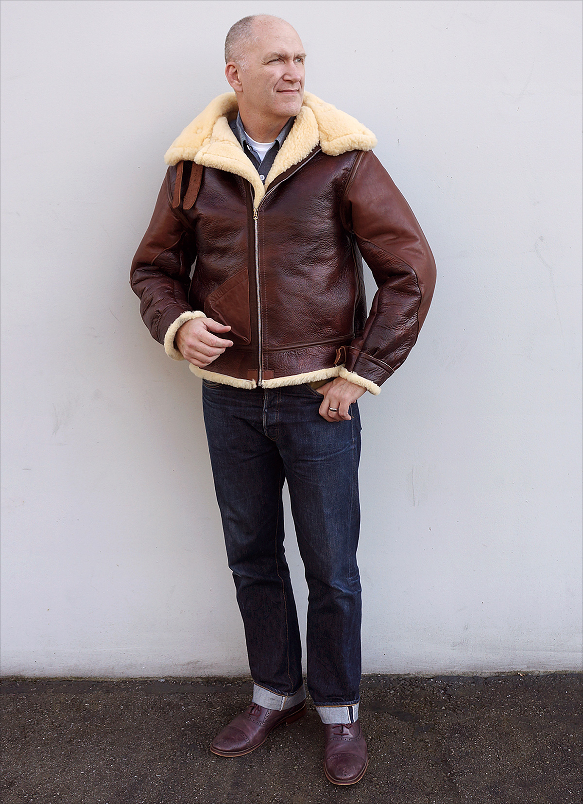 Good Wear Acme B-3 Flight Jacket in Redskin Shearling