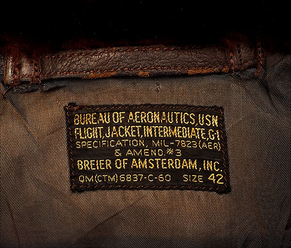 Original Breier of Amsterdam 7823 G-1 Flight Jacket