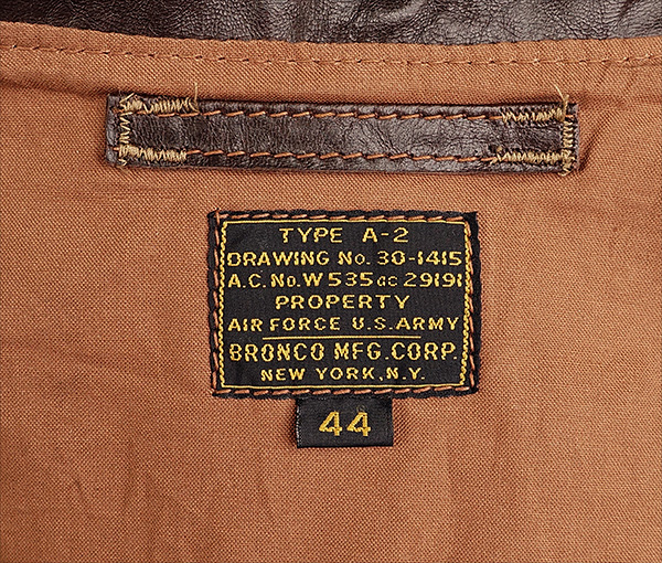 Good Wear Leather Coat Company — Sale Good Wear Bronco Mfg. Corp. A-2 ...