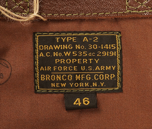 Diamond Uniform: Bronco Mfg. Type A-2 Flight Jacket