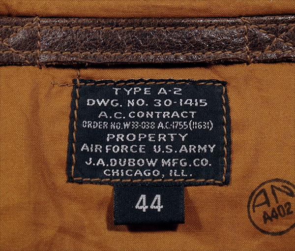 Good Wear J.A. Dubow 1755 Cowhide Flight Jacket