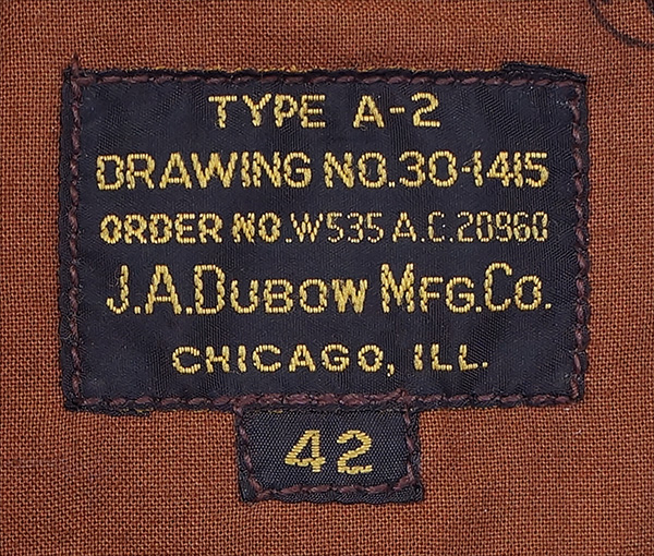 J.A. Dubow W535-AC-20960 Type A-2 Horsehide Jacket