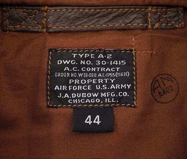 Good Wear Leather Coat Company — Sale Good Wear J.A. Dubow 1755 A-2 Jacket