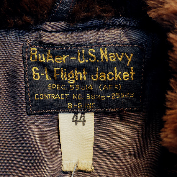 1940s U.S. Navy 55J14 G-1 B.-G. Inc. Goatskin Flight Jacket