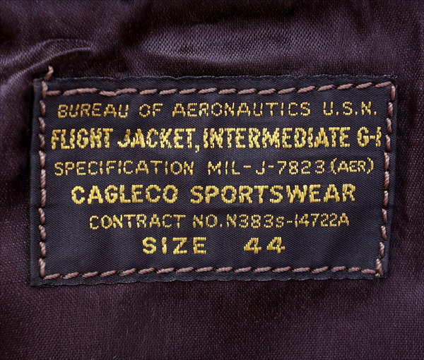 Good Wear Cagleco Sportswear G-1 MIL-J-7823 Goatskin Flight Jacket