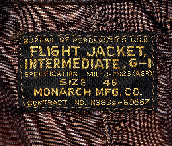 Vintage Monarch Mfg. Co. G-1 MIL-J-7823 G-1 Flight Jacket