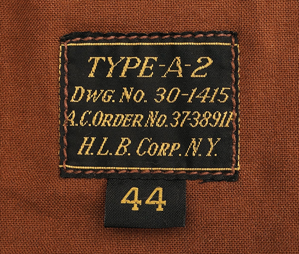 Good Wear H.L.B. Corp. Type A-2 Jacket Front Quarter Horsehide
