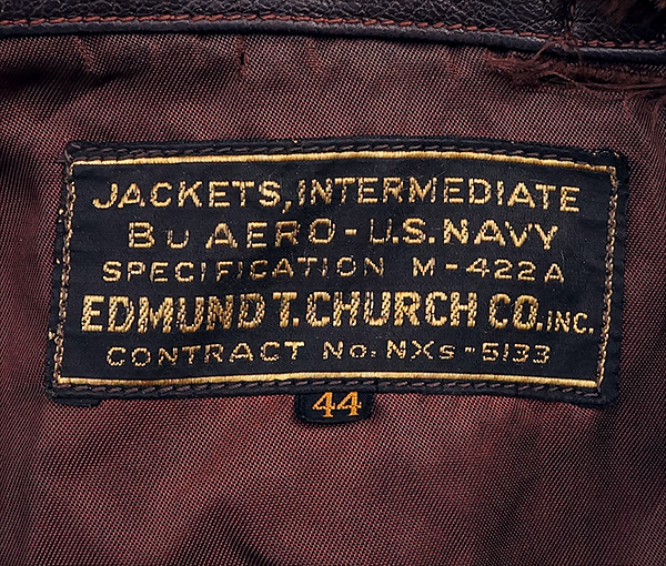 Original Edmund T. Church M-422A Flight Jacket