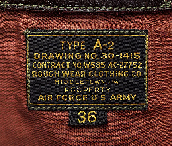 Rough Wear Clothing Company Type A-2 Army Air Force Horsehide Flight Jacket