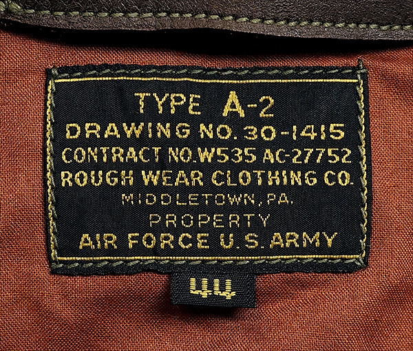 Rough Wear W535-AC-27752 Type A-2 Army Air Force Horsehide Flight Jacket
