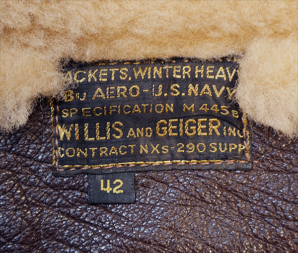 Willis and Geiger M-445B U.S. Navy Winter Flight Jacket WWII