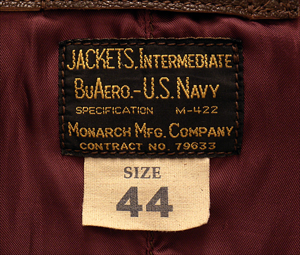 Good Wear Leather Monarch Mfg. Co. M-422 Jacket Label