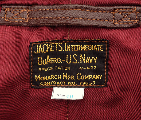 Good Wear Leather Monarch Mfg. Co. M-422 Jacket Label