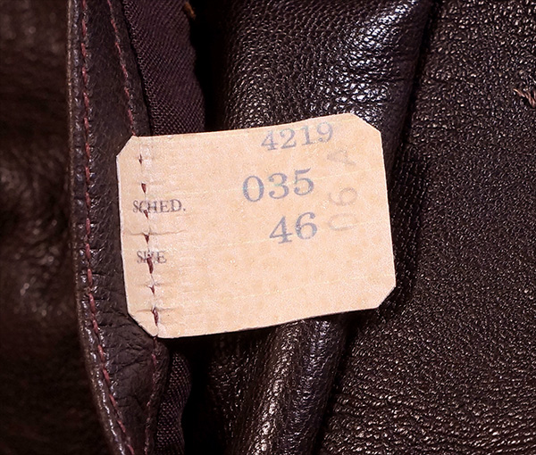 Good Wear Leather Monarch Mfg. Co. M-422 Jacket Pocket Tag