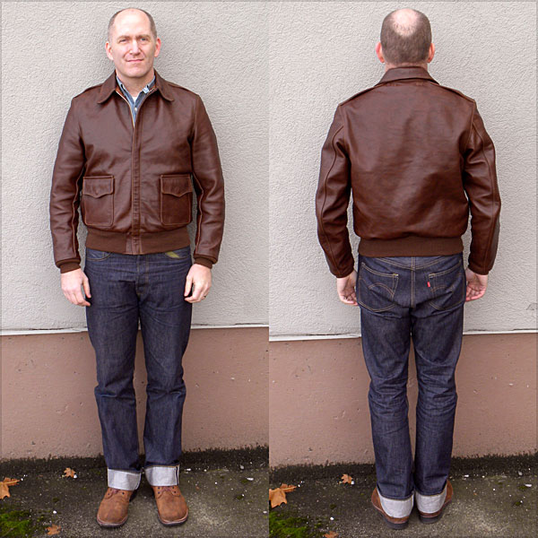 Good Wear Leather Monarch Type A-2 Jacket Front and Back Full