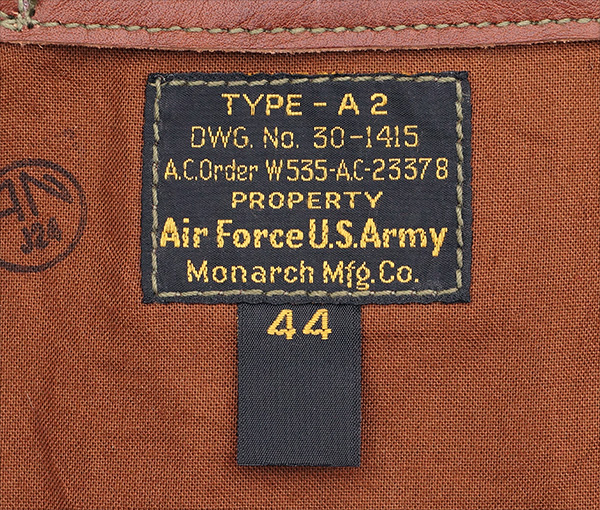 Good Wear Leather Monarch Type A-2 Jacket Label