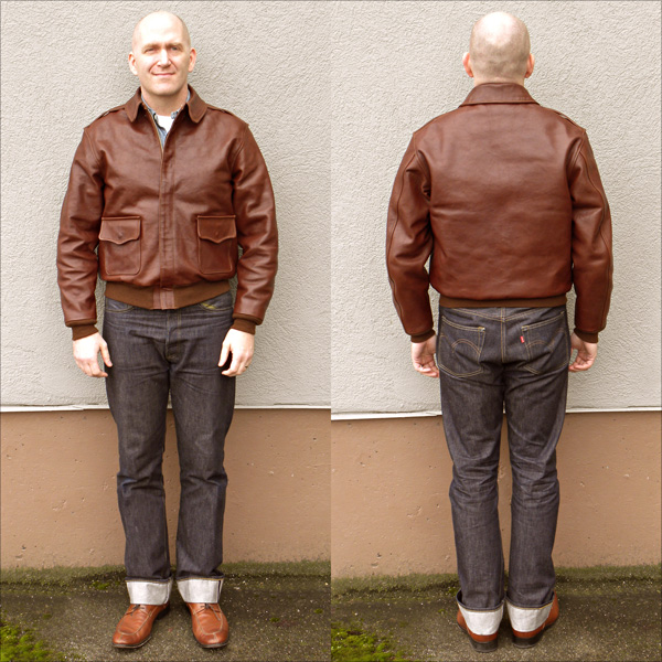 Good Wear Leather Perry Sportswear Type A-2 Front & Back View