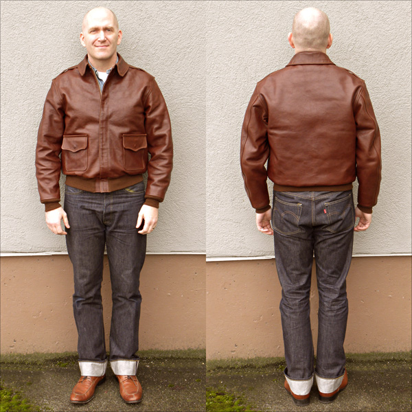 Good Wear Leather Perry Sportswear Type A-2 Front & Back View