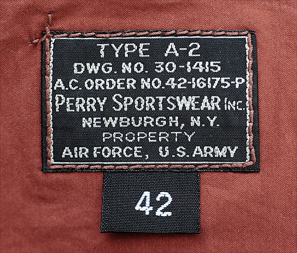 Good Wear Leather Perry Sportswear Type A-2 Front View