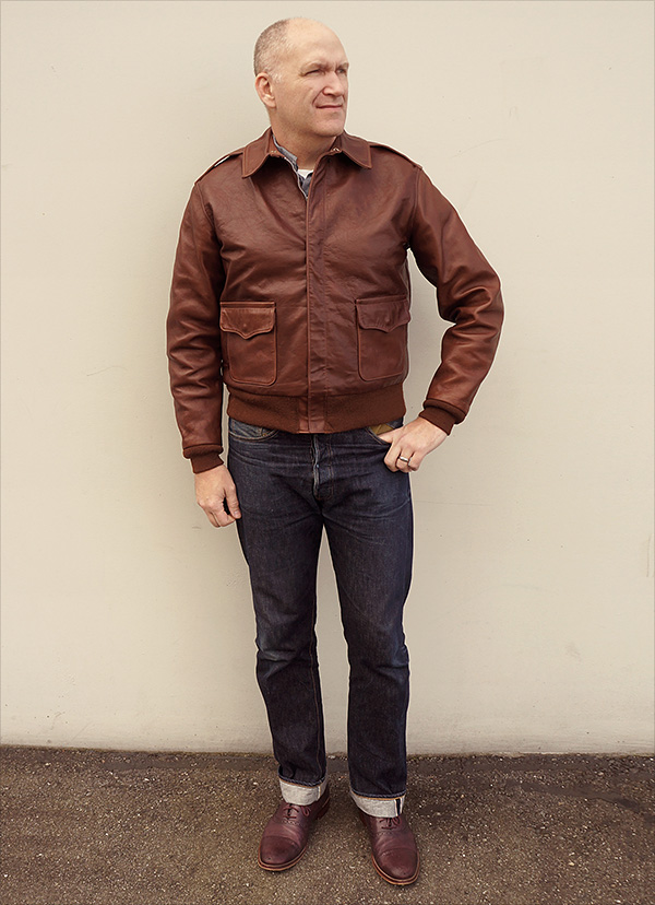 Good Wear Leather Rough Wear 42-1401-P Type A-2 Jacket Front View 