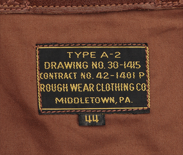 Good Wear Leather Rough Wear 42-1401-P Type A-2 Jacket Label