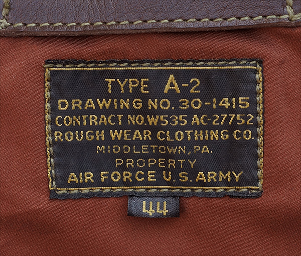 Good Wear Leather's Rough Wear 27752 Type A-2 Label