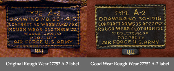 Good Wear Leather's Rough Wear 27752 Type A-2 Label